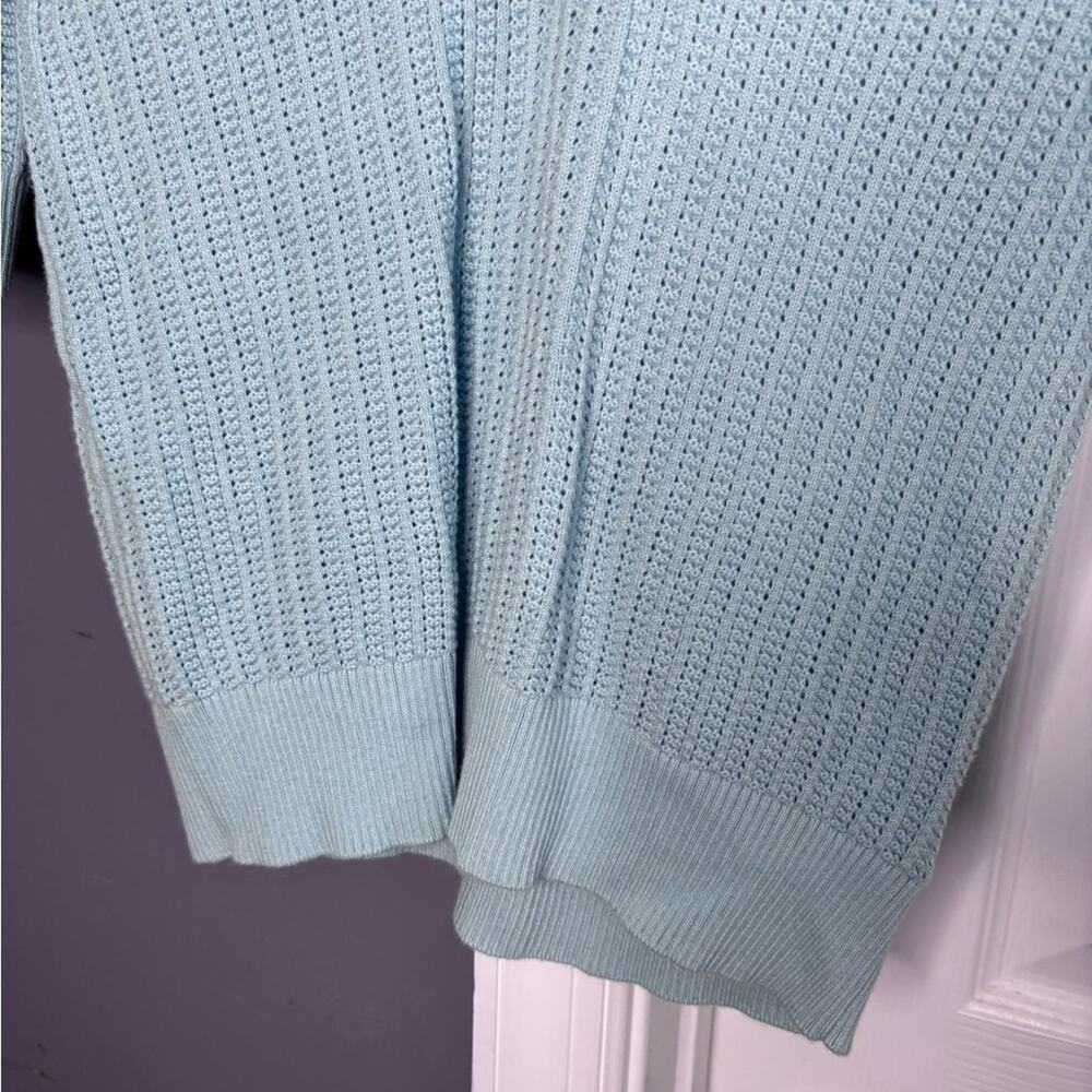 White + Warren Light Blue Waffle Knit Collared Polo Sweater Size Small - Picture 2 of 6